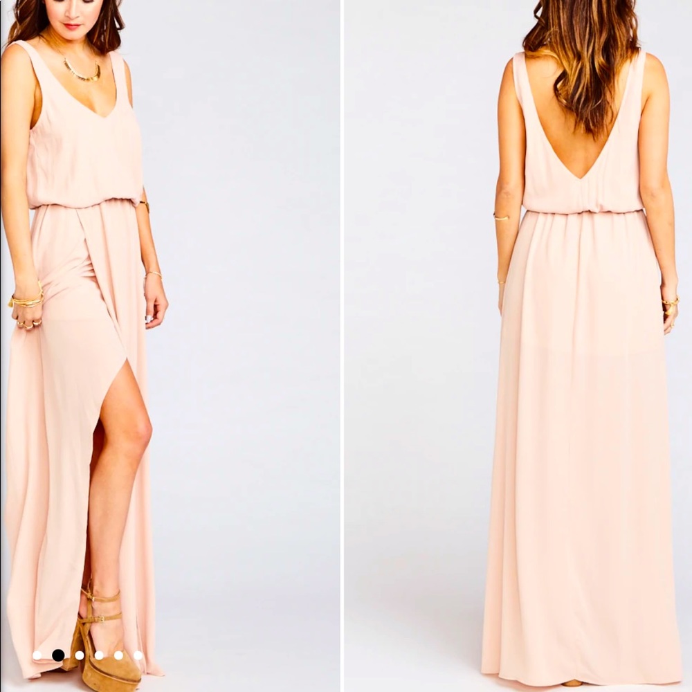 Show me your Mumu bridesmaid dress Kendall maxi- Dusty Blush Crisp